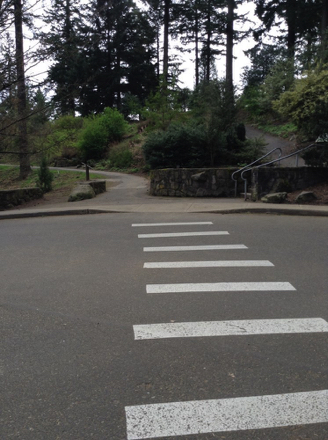 Crosswalk from parking lot to trail access